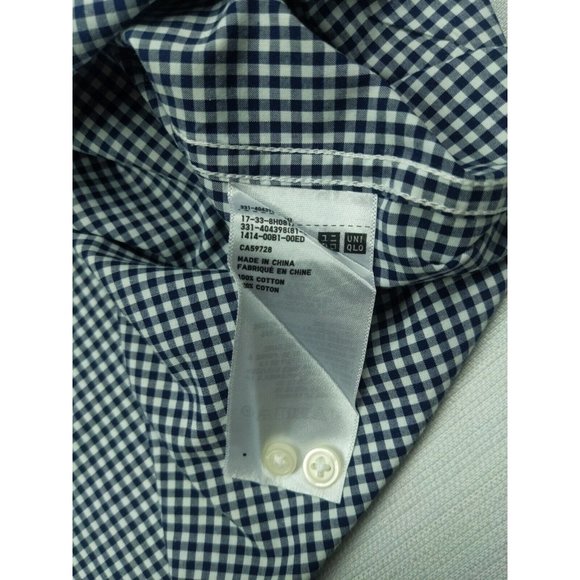 Uniqlo Mens Button Up Shirt Long Sleeve Size Medium Gingham - Picture 8 of 8